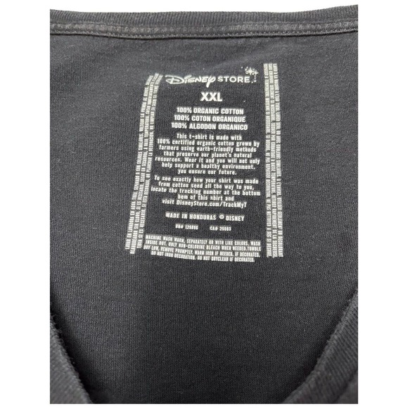 Disney Mickey Mouse Glitter Rainbow Hearts Organic Cotton Tee Shirt Black XXL - Picture 6 of 8